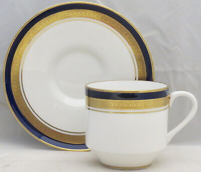 Set of 4 Aynsley, John Cobalt Royale Flat Cup & Saucer Sets (Angular Base)