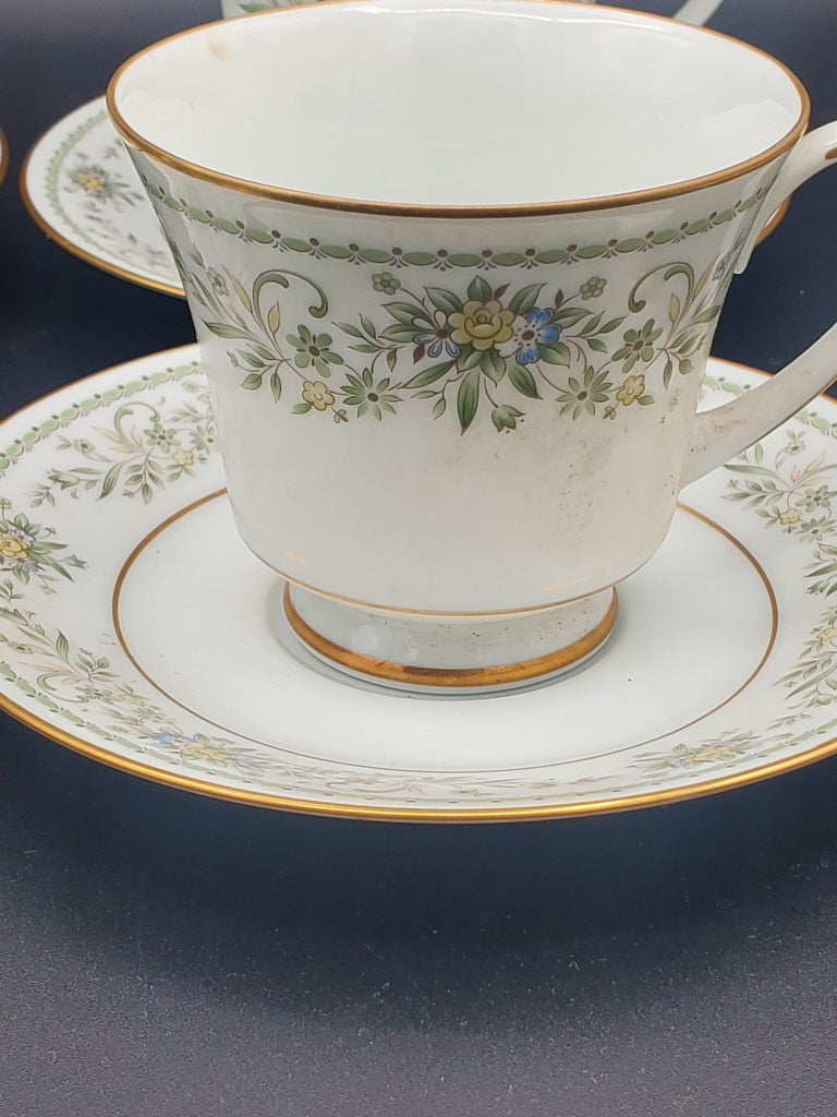 Set of 4 Noritake Green Hill Cup & Saucer Sets LK