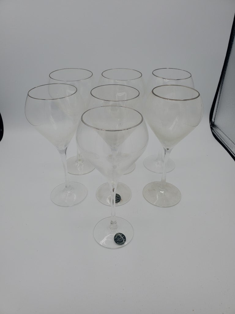 Set of 7 Lenox Silhouette Platinum Wine Glass LK