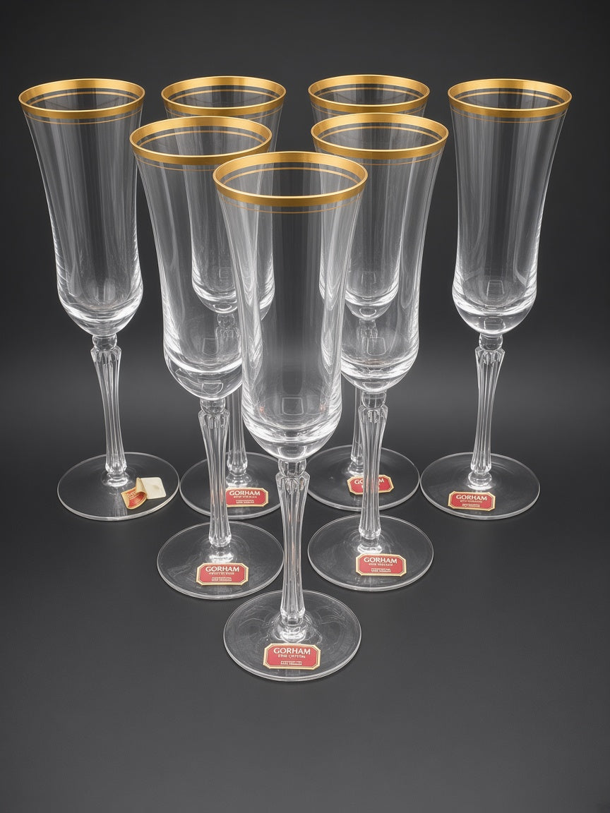 Set of 7 Gorham Theme Gold Champagne/Tall Sherbets LK