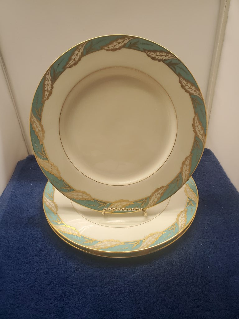 Set of 3 Lenox Bellevue Sea Green Dinner Plates LK