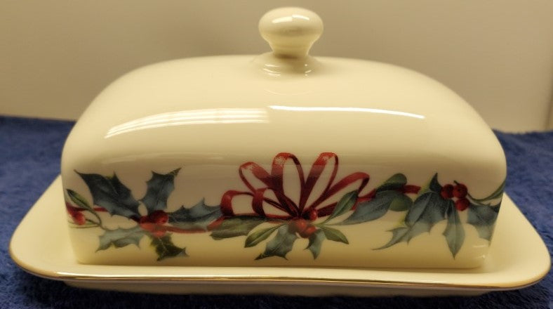 Lenox Winter Greetings Covered Butter Dish