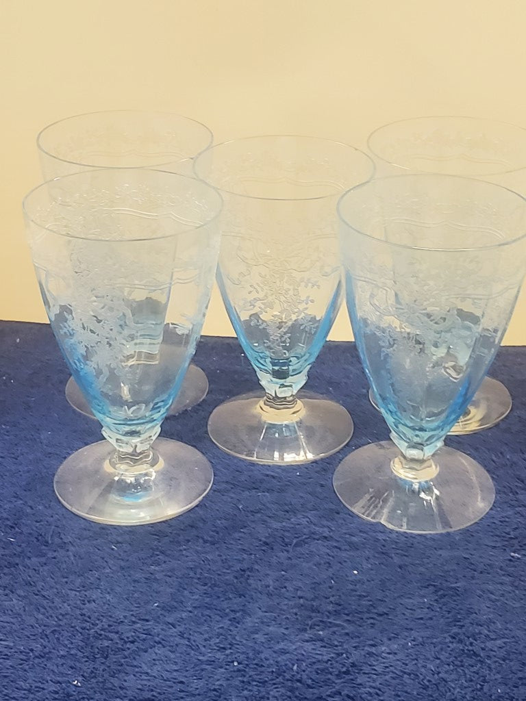 Set of 5 Fostoria June Blue (Azure) Parfaits SASE102225
