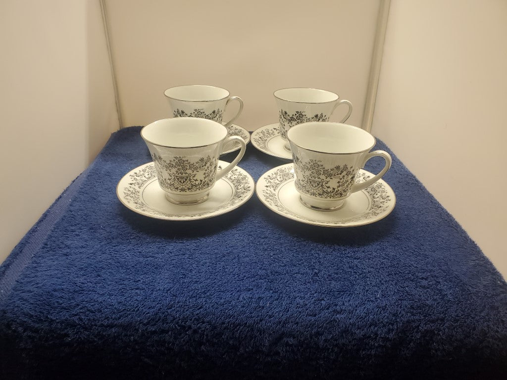 Set of 4 Noritake Geneva Cup & Saucer Sets