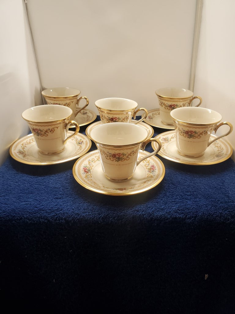 Set of 6 Lenox Queen's Garden Cup & Saucer Sets LK