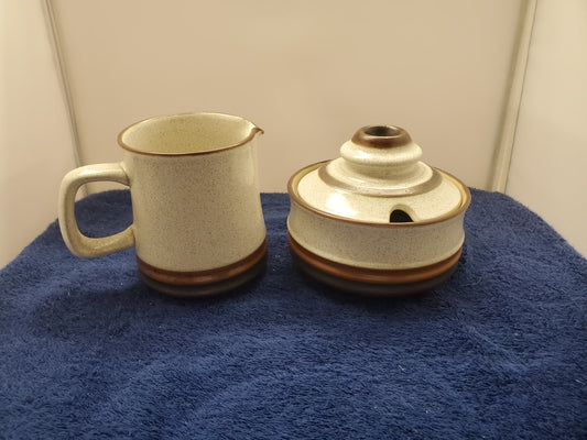 Denby Potters Wheel Sugar Bowl with Lid and Creamer