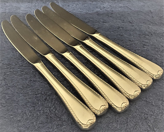 Set of 6 Gorham Ribbonedge II (Stainless) Modern Hollow Knives